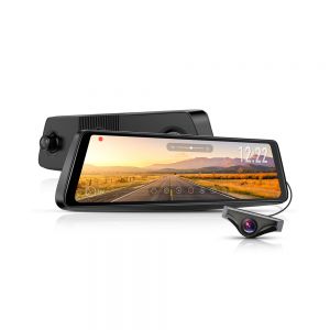 X1PRO Rear View Mirror Dash Cam 9.88” Full Touch Screen Dual Lens with 1296P Front and 720P Super Night Vision Stream Media Backup Camera kit, WDR,LDWS, GPS Tracking,Auto-Brightness Adjusting